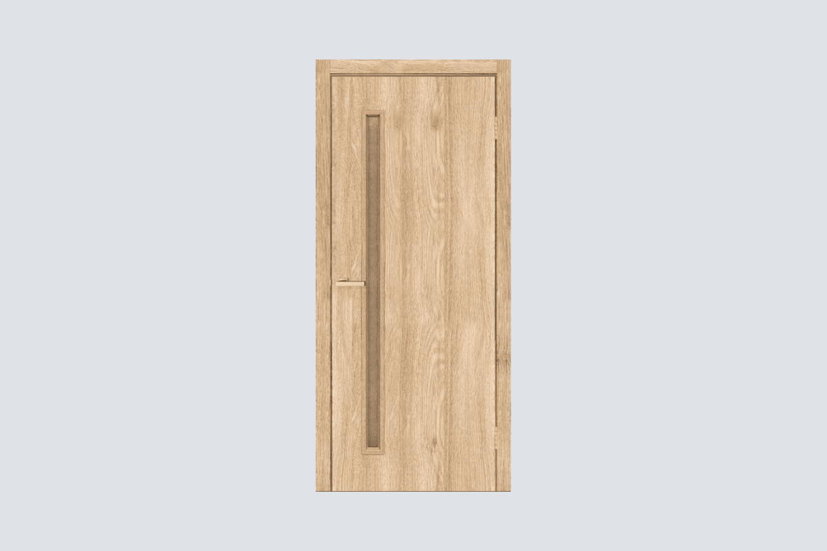 Techno T01 Interior Door – Savannah Oak Finish with Vertical Glass Insert