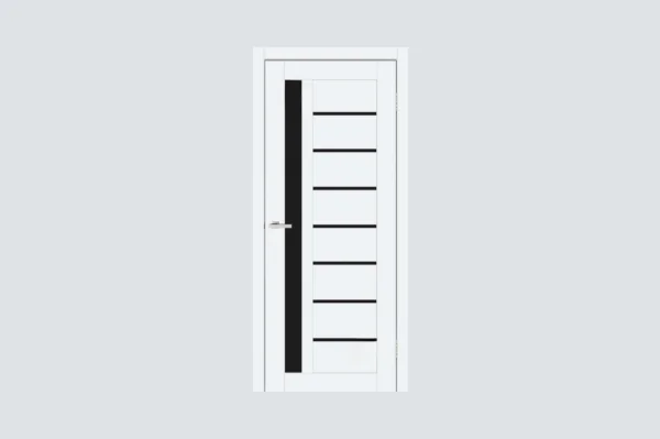Cortex Deco 09 Interior Door – White Emalex Finish with Black Glass