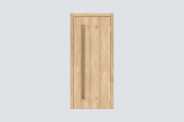 Techno T01 Interior Door – Savannah Oak Finish with Vertical Glass Insert